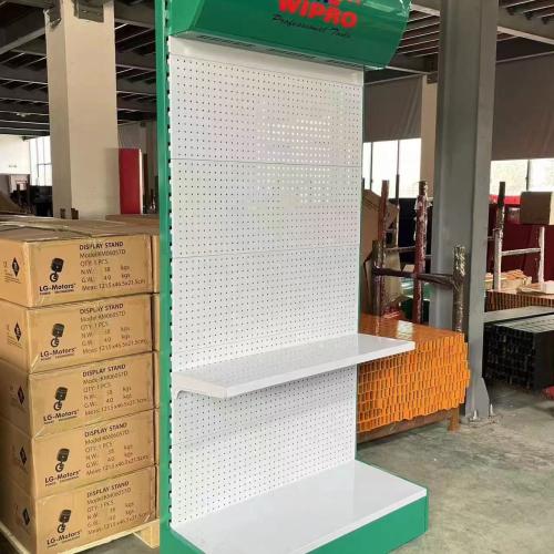 Pegboard tools display stand with shelf 